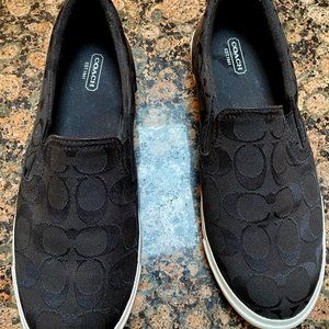 Coach Alegra Black Slip-on 'C' Logo Sneakers - Size 10 - Next-to-New Condition